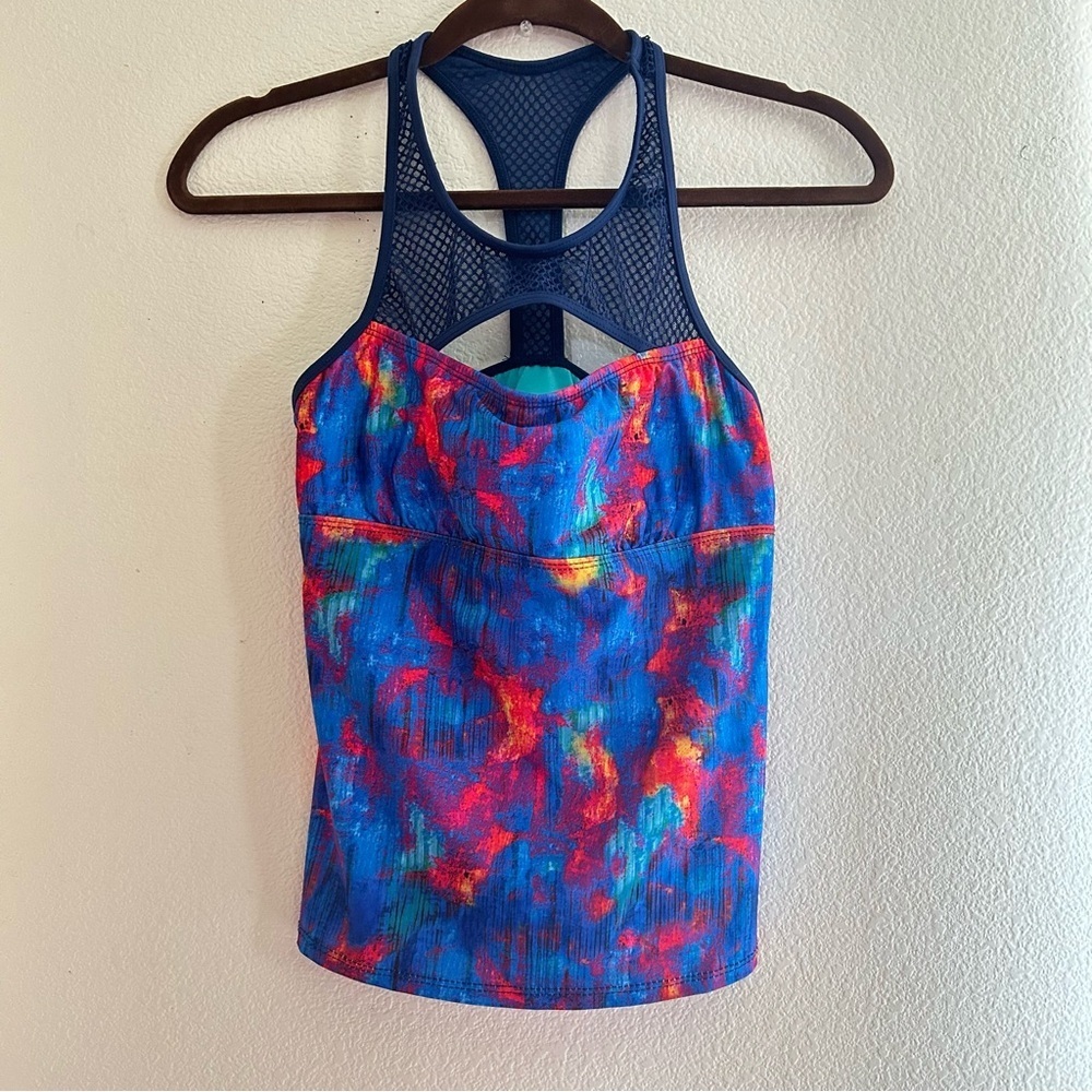 Title Nine Teal and Blue Racerback Swim Tank Top